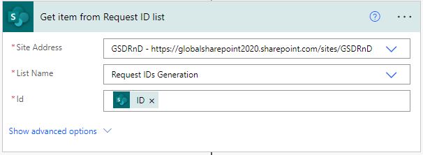 Get item from Request ID list - Generate unique ID in SharePoint list