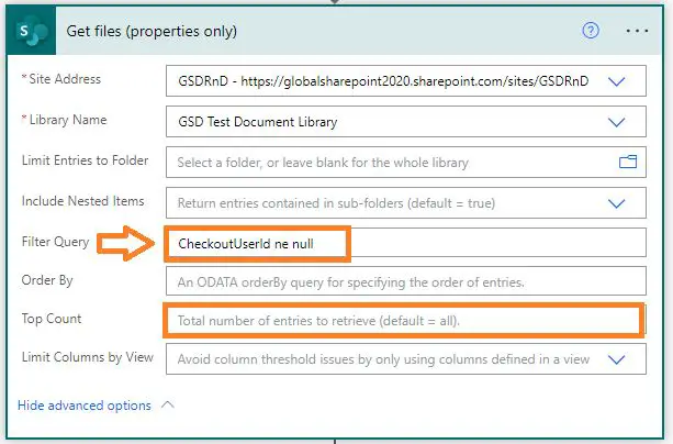 Get checked out files using Power Automate from the SharePoint Online document library