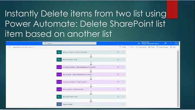 Instantly Delete items from two list using Power Automate - delete SharePoint list item based on another list