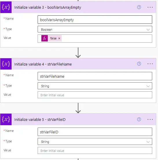 Rename multiple files in SharePoint - Variable declaration in Power Automate