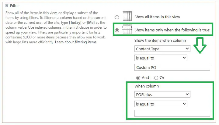 Check null or empty condition using filtering the view in SharePoint Online document library