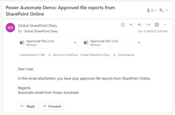 Demo: Send all documents from the SharePoint document library as email attachments.
