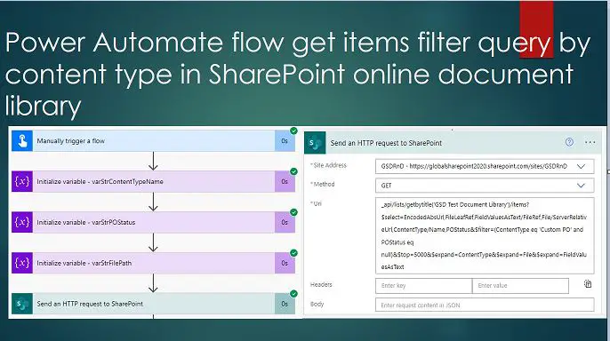 Power Automate flow get items filter query by content type in SharePoint online document library