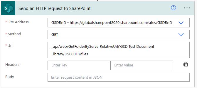 Using the Send an HTTP request to SharePoint to get all files in a folder Power Automate