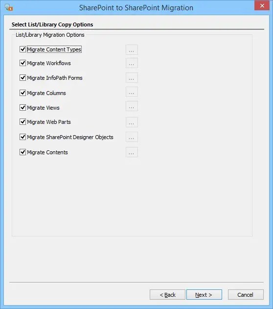 Kernel Migrator for SharePoint copy site columns and content types