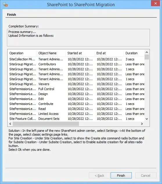 Kernel Migrator for SharePoint migration log report