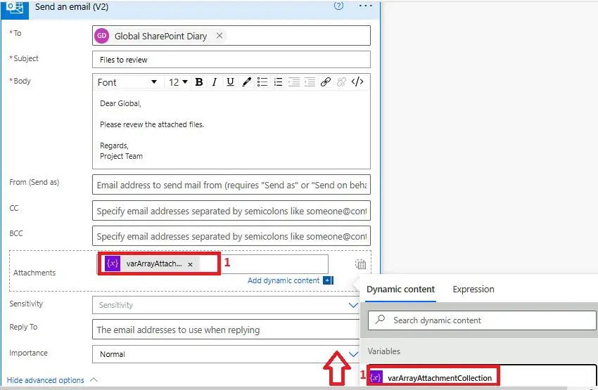 Switch to input entire array - Send email with multiple attachments with Power Automate flow