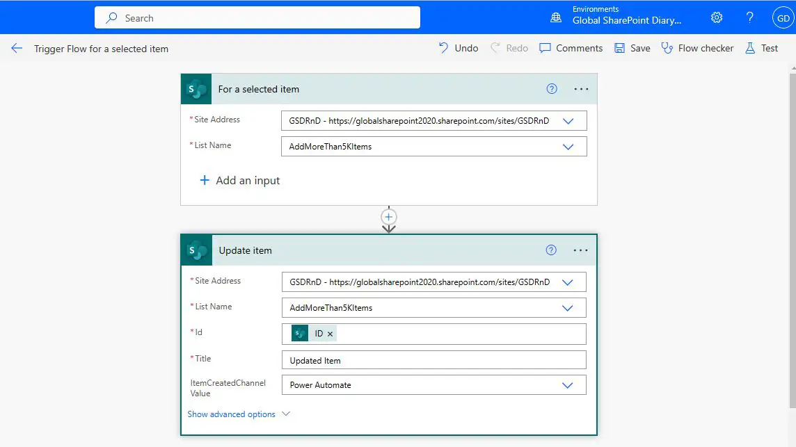 Trigger Flow for a selected item in SharePoint Online list